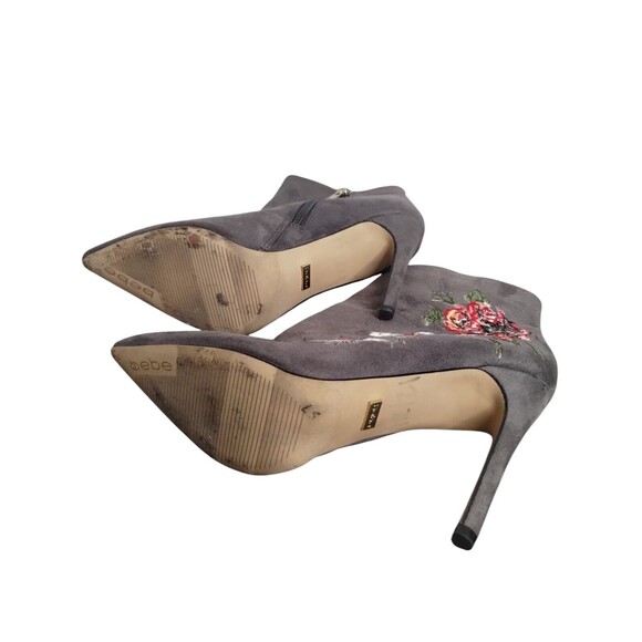 Bebe Delonix Gray Suede Floral Stiletto Heel Boots Size 7.5 - Picture 9 of 11